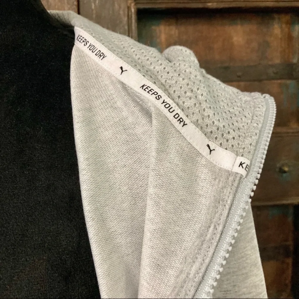 Women’s Puma Zip Up Hoodie Athletic Wear Grey Sweatshirt Medium NWT - Picture 9 of 14